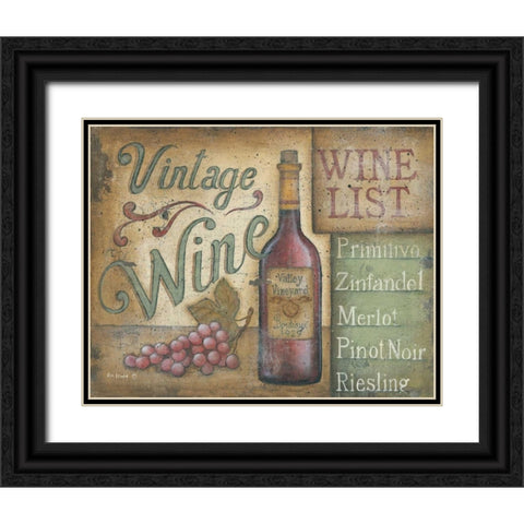 Wine List Black Ornate Wood Framed Art Print with Double Matting by Lewis, Kim