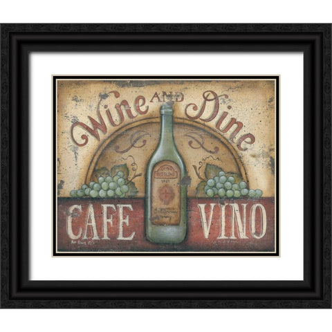 Wine and Dine Black Ornate Wood Framed Art Print with Double Matting by Lewis, Kim