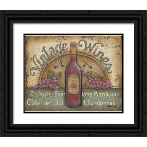 Vintage Wines Black Ornate Wood Framed Art Print with Double Matting by Lewis, Kim