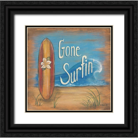 Gone Surfing Black Ornate Wood Framed Art Print with Double Matting by Lewis, Kim