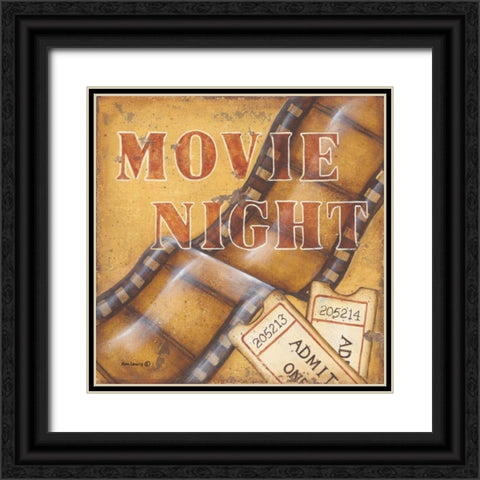 Movie Night Black Ornate Wood Framed Art Print with Double Matting by Lewis, Kim