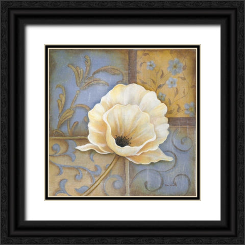 White Poppy Black Ornate Wood Framed Art Print with Double Matting by Lewis, Kim