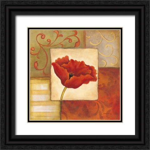 Orange Poppy II Black Ornate Wood Framed Art Print with Double Matting by Lewis, Kim