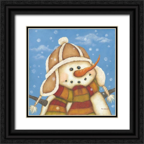 Snowman I Black Ornate Wood Framed Art Print with Double Matting by Lewis, Kim