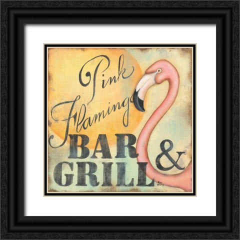 Pink Flamingo Black Ornate Wood Framed Art Print with Double Matting by Lewis, Kim