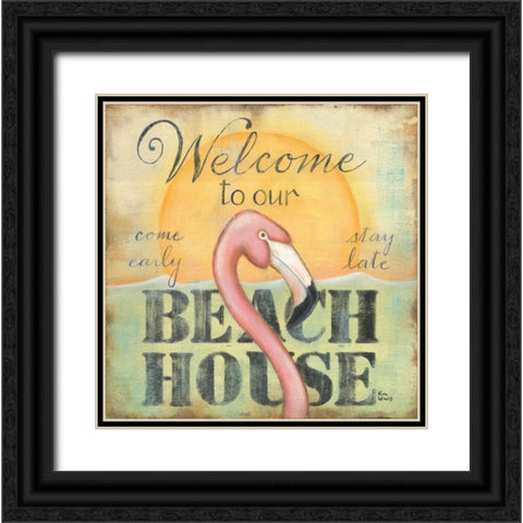 Welcome to Our Beach House Black Ornate Wood Framed Art Print with Double Matting by Lewis, Kim