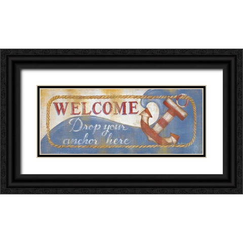 Drop Your Anchor Here Black Ornate Wood Framed Art Print with Double Matting by Lewis, Kim