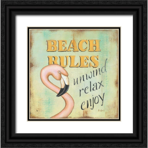 Beach Rules Black Ornate Wood Framed Art Print with Double Matting by Lewis, Kim