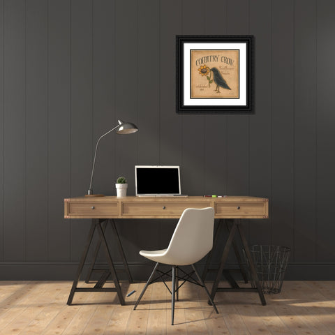 Country Crow Black Ornate Wood Framed Art Print with Double Matting by Lewis, Kim