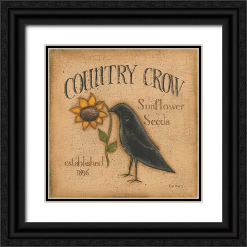 Country Crow Black Ornate Wood Framed Art Print with Double Matting by Lewis, Kim