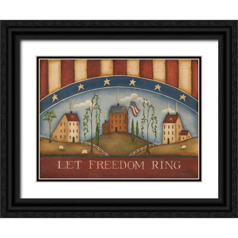 Let Freedom Ring Black Ornate Wood Framed Art Print with Double Matting by Lewis, Kim