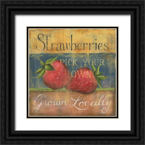 Strawberries Black Ornate Wood Framed Art Print with Double Matting by Lewis, Kim