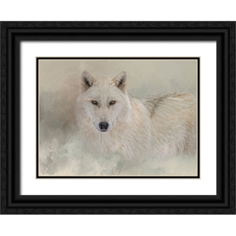 Snow Wolf Black Ornate Wood Framed Art Print with Double Matting by Parker, Kelley