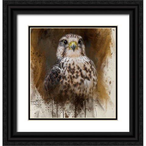 Falcon Spirit Black Ornate Wood Framed Art Print with Double Matting by Parker, Kelley