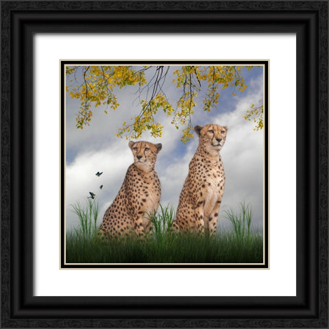 Cheetah Dreams Black Ornate Wood Framed Art Print with Double Matting by Parker, Kelley