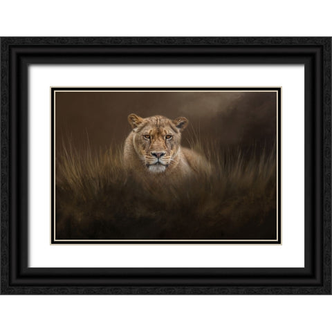 Hiding in the Grass Black Ornate Wood Framed Art Print with Double Matting by Parker, Kelley