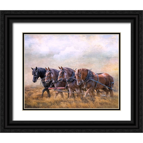 Four Horse Power Black Ornate Wood Framed Art Print with Double Matting by Parker, Kelley