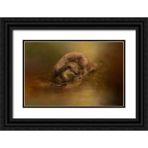 Otter Curiosity Black Ornate Wood Framed Art Print with Double Matting by Parker, Kelley