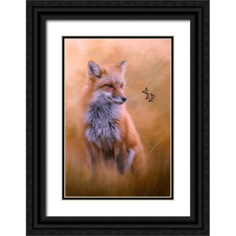 Watching Butterflies Black Ornate Wood Framed Art Print with Double Matting by Parker, Kelley