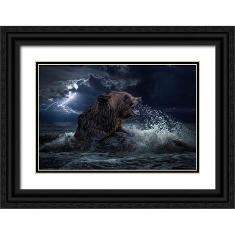 Lightning Warrior Black Ornate Wood Framed Art Print with Double Matting by Parker, Kelley