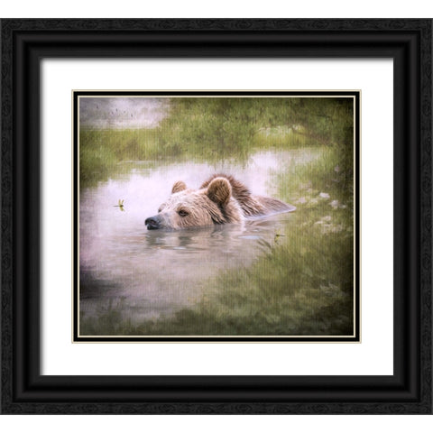 Bearly Swimming Black Ornate Wood Framed Art Print with Double Matting by Parker, Kelley
