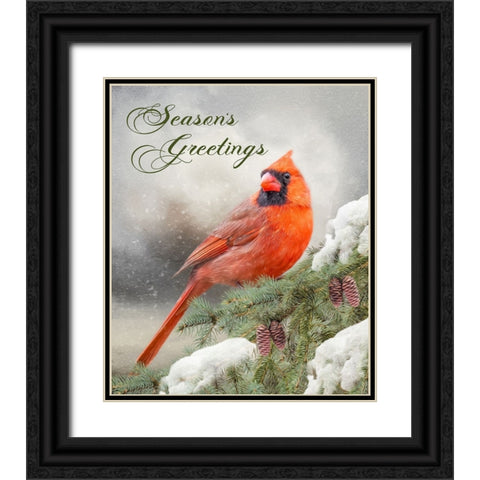 Seasons Greetings Black Ornate Wood Framed Art Print with Double Matting by Parker, Kelley