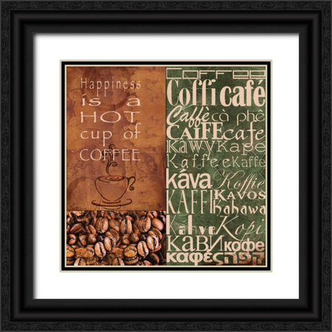 Coffee in Any Language Black Ornate Wood Framed Art Print with Double Matting by Wolk, Lisa