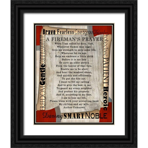 Firefighters Prayer Black Ornate Wood Framed Art Print with Double Matting by Wolk, Lisa