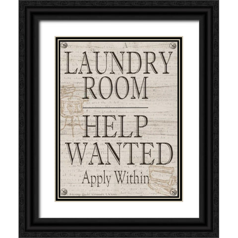Laundry Room Help Wanted Black Ornate Wood Framed Art Print with Double Matting by Wolk, Lisa
