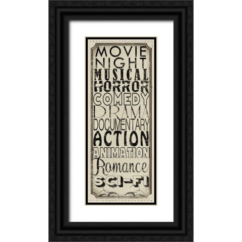 Movie Night Black Ornate Wood Framed Art Print with Double Matting by Wolk, Lisa