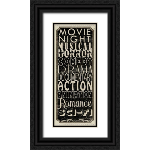 Movie Night II Black Ornate Wood Framed Art Print with Double Matting by Wolk, Lisa