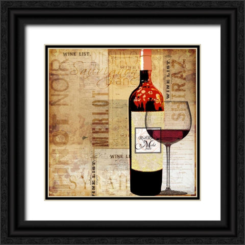 Wine List Black Ornate Wood Framed Art Print with Double Matting by Wolk, Lisa