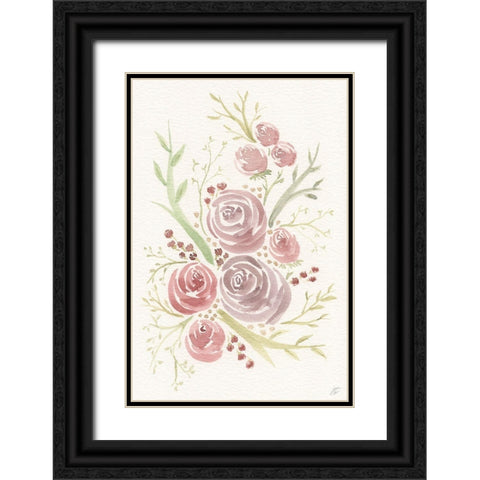 Soft-Violet Roses Black Ornate Wood Framed Art Print with Double Matting by Lee, Judson