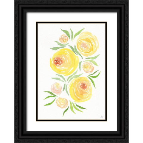 Yellow Roses Black Ornate Wood Framed Art Print with Double Matting by Lee, Judson
