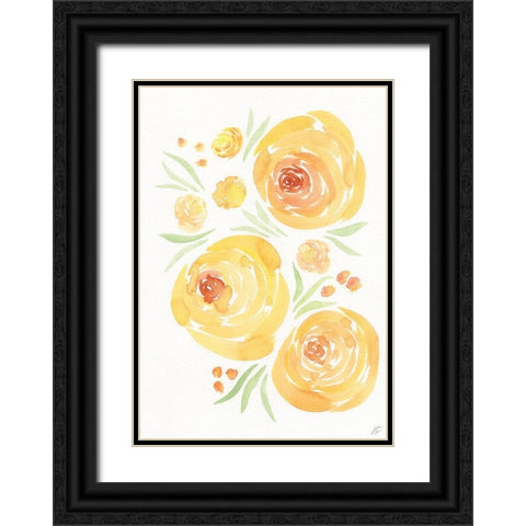 Yellow Roses II Black Ornate Wood Framed Art Print with Double Matting by Lee, Judson