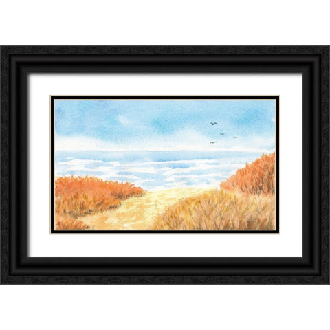 Beach View Black Ornate Wood Framed Art Print with Double Matting by Lee, Judson