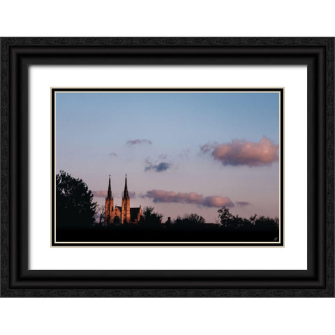 Old Church Sunrise Black Ornate Wood Framed Art Print with Double Matting by Lee, Judson