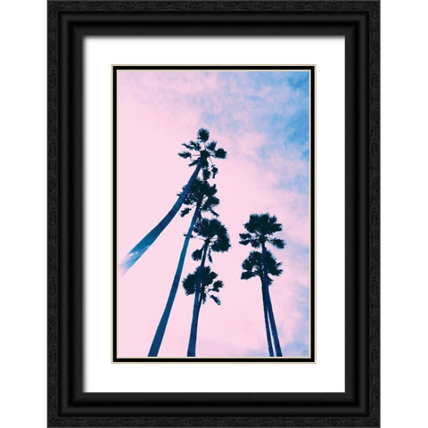 Millennial Pink Palms Black Ornate Wood Framed Art Print with Double Matting by Lee, Judson