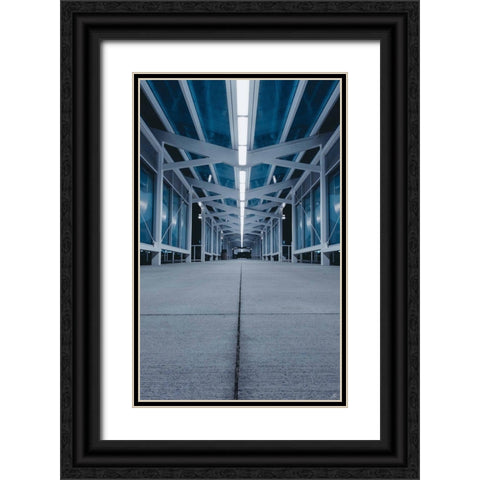 Blue Concrete Walkway Black Ornate Wood Framed Art Print with Double Matting by Lee, Judson