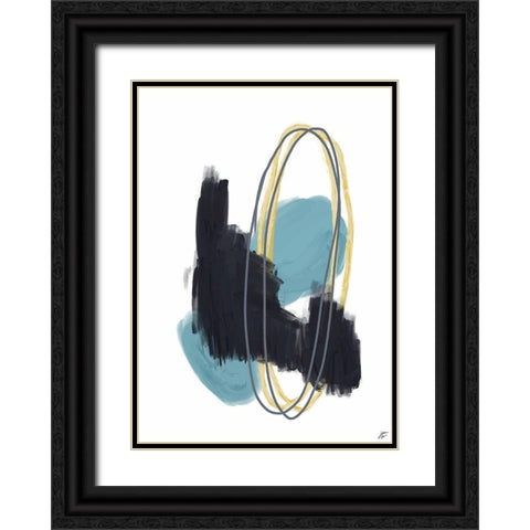 Black-Teal-Gold I Black Ornate Wood Framed Art Print with Double Matting by Lee, Judson