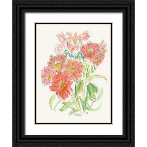 Ink Wash Bouquet Black Ornate Wood Framed Art Print with Double Matting by Lee, Judson