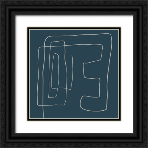 Mod Lines on Blue Black Ornate Wood Framed Art Print with Double Matting by Lee, Judson