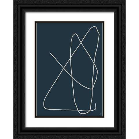 Mod Lines on Blue IV Black Ornate Wood Framed Art Print with Double Matting by Lee, Judson
