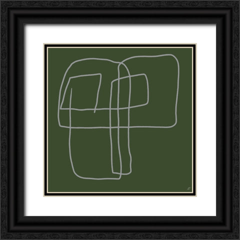 Scribbles on Green Black Ornate Wood Framed Art Print with Double Matting by Lee, Judson