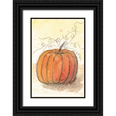 Fall Pumpkin Black Ornate Wood Framed Art Print with Double Matting by Lee, Judson