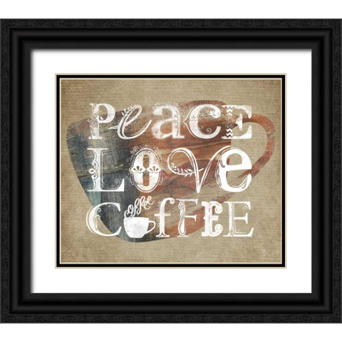 Peace Love Coffee Black Ornate Wood Framed Art Print with Double Matting by Longfellow Designs