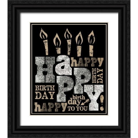 Happy Birthday Black Ornate Wood Framed Art Print with Double Matting by Longfellow Designs