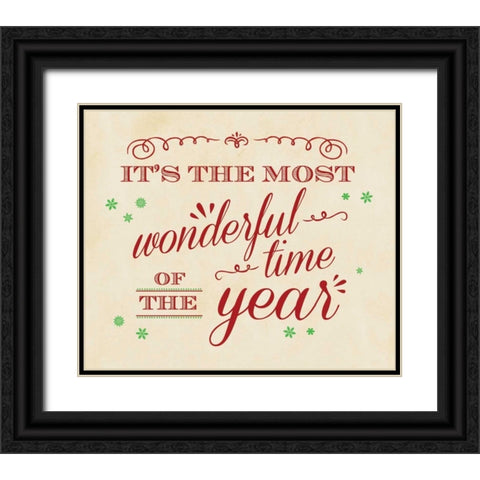 Most Wonderful Time CrÃ¨me Black Ornate Wood Framed Art Print with Double Matting by Longfellow Designs