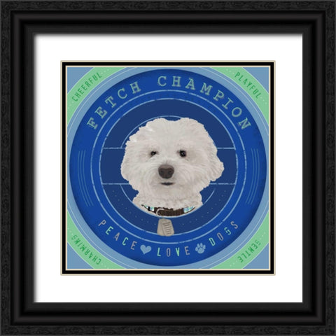 Bichon Frise Black Ornate Wood Framed Art Print with Double Matting by Longfellow Designs