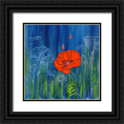 Poppy Night Black Ornate Wood Framed Art Print with Double Matting by Longfellow Designs